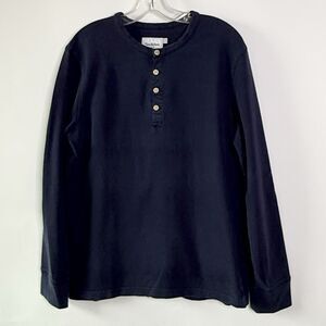 Goodfellow & Co Mens Size Large Dark Blue LS  Mid Weight Henley Button Tee